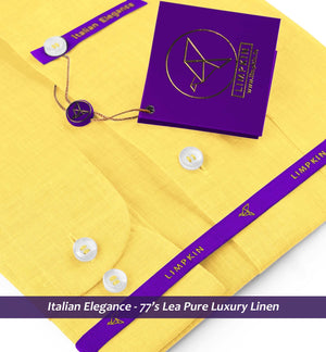 Rochelle- Daffodil Yellow Solid Linen- 77's Lea Pure Luxury Linen