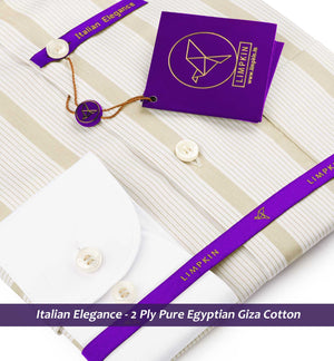 Santillana- Beige & White Stripe- White Collar
