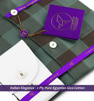 Palermo- Emerald Green & Brown Check- White Collar