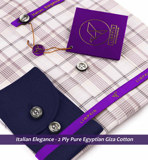 Madison- Prose Pink & Beige Check- Navy Collar