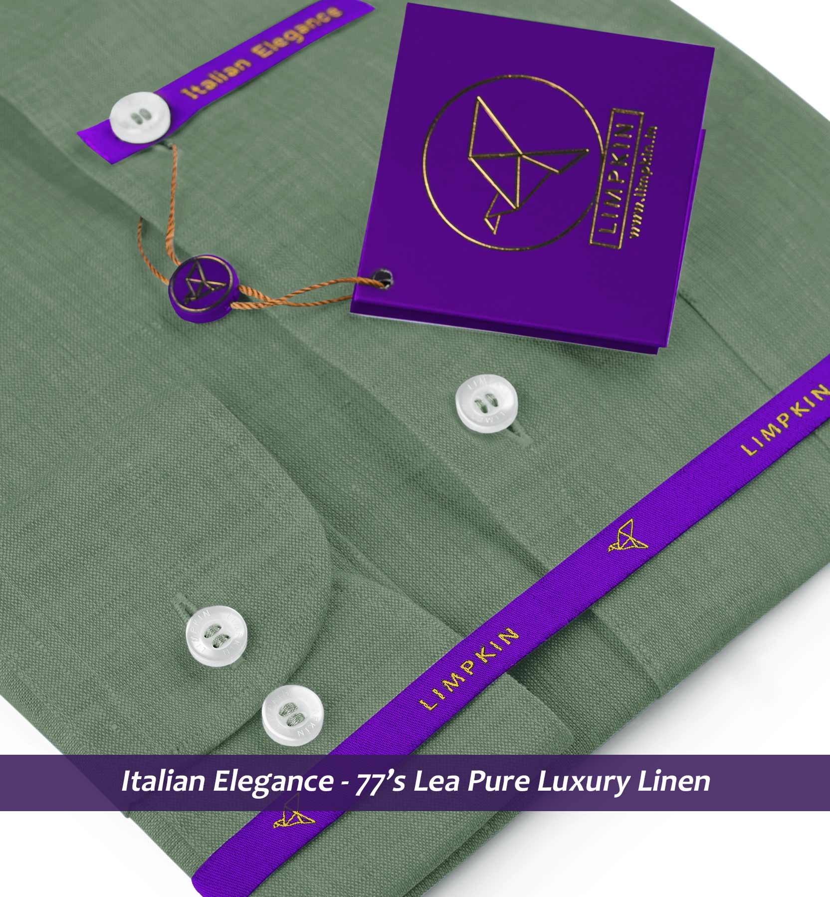 Davos- Sage Green Solid Linen- 77's Lea Pure Luxury Linen