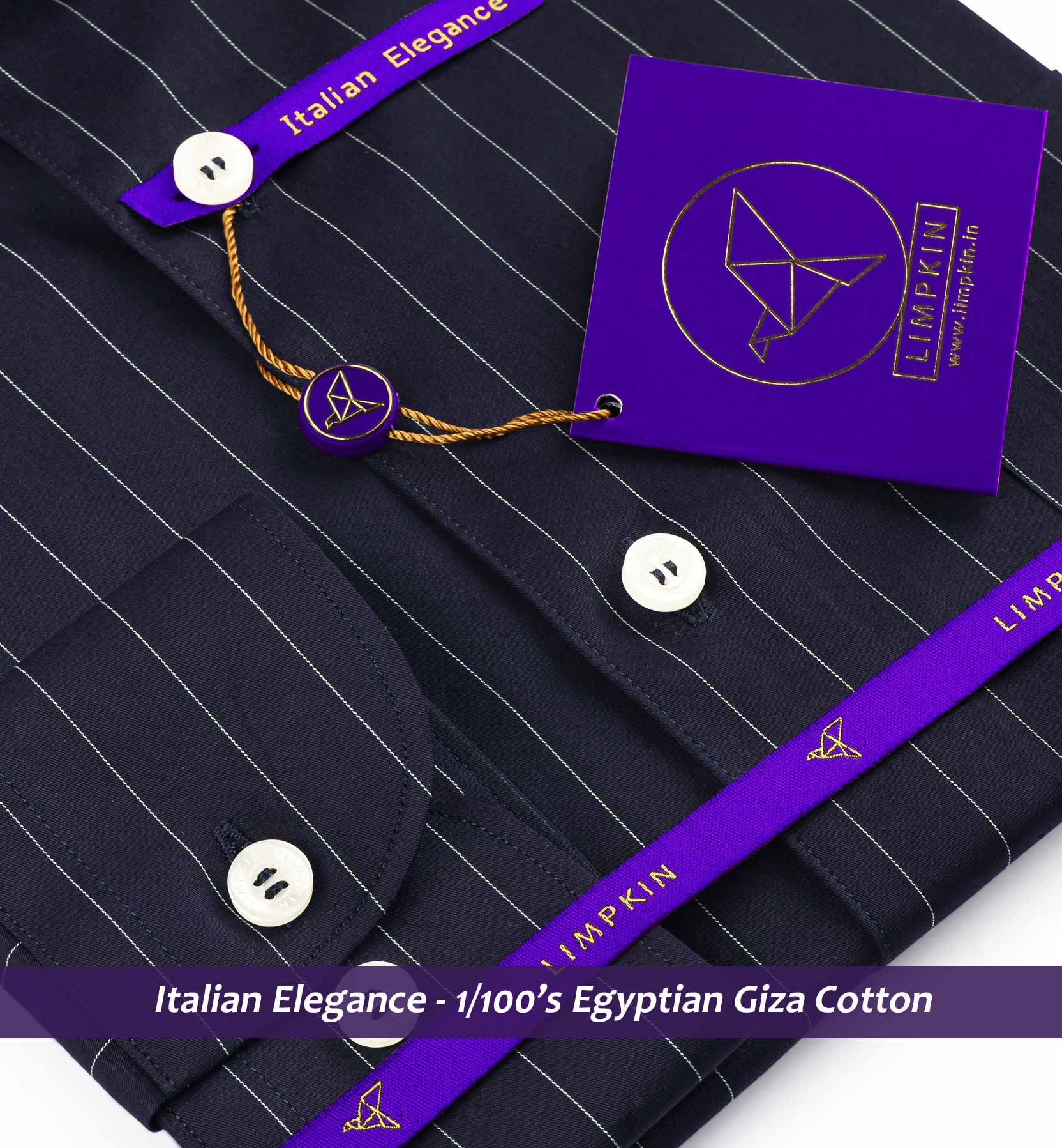 Denver- Navy & White Stripe- 1/100 Egyptian Giza Cotton