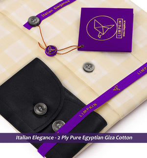 Trieste- Beige & White Check- Black Collar