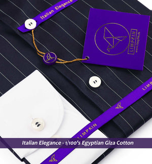Corsico- Navy & White Stripe- White Collar