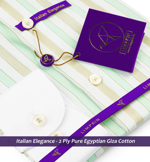 Cordoba- Mint Green & Beige Stripe- White Collar