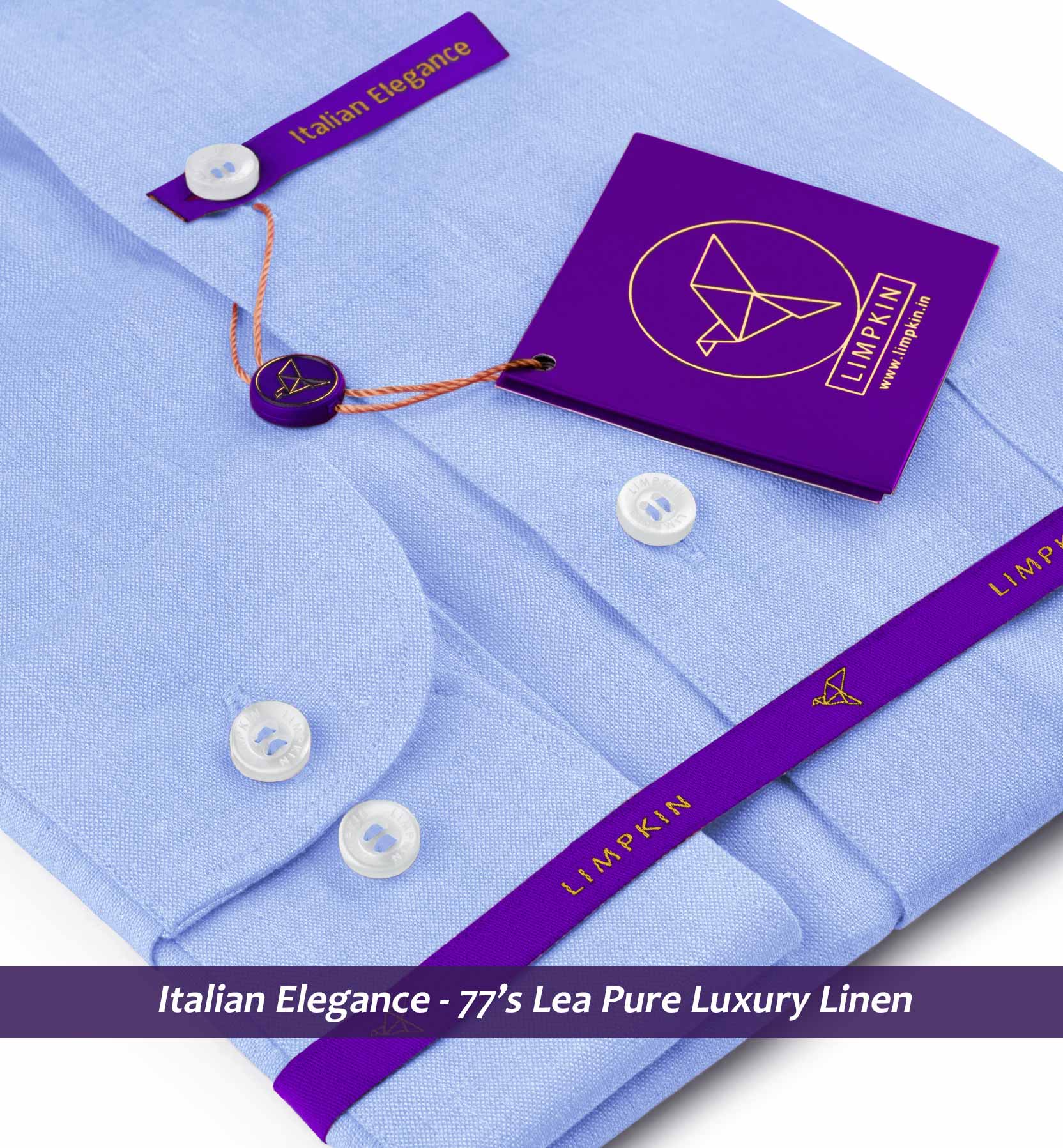 Nostrand- Azure Blue Linen- Button Down- 77's Lea Pure Luxury Linen
