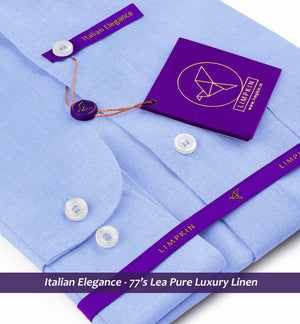 Nostrand- Azure Blue Linen- Button Down- 77's Lea Pure Luxury Linen