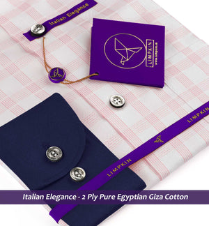 Denmark- Flamingo Pink & White Check- Navy Collar