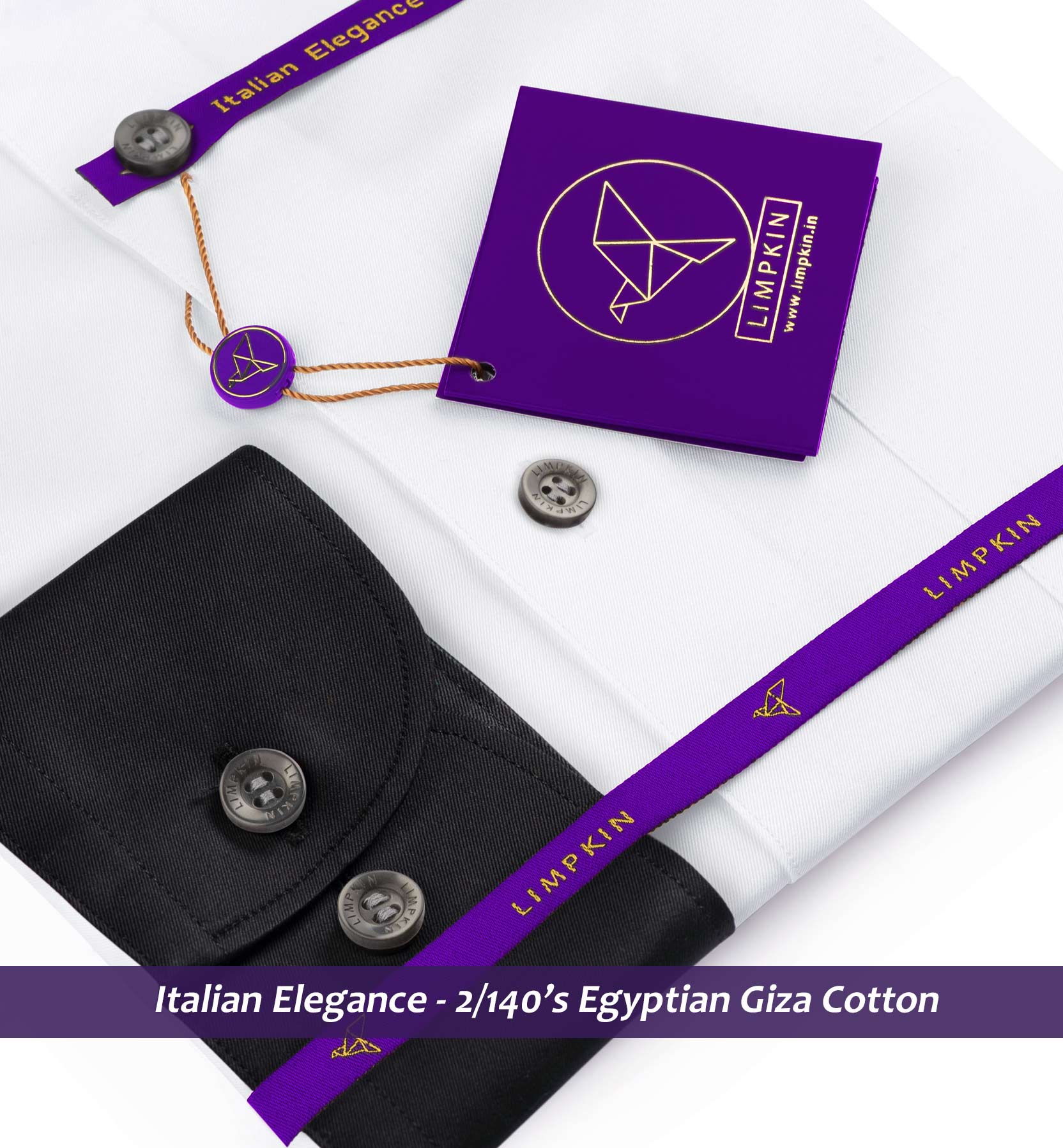 Torrance- The Best Formal White- Black Collar- 2/140 Egyptian Giza Cotton