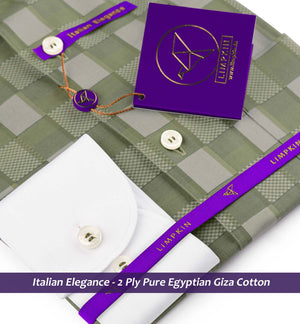 Legnano- Moss Green & Beige Check- White Collar