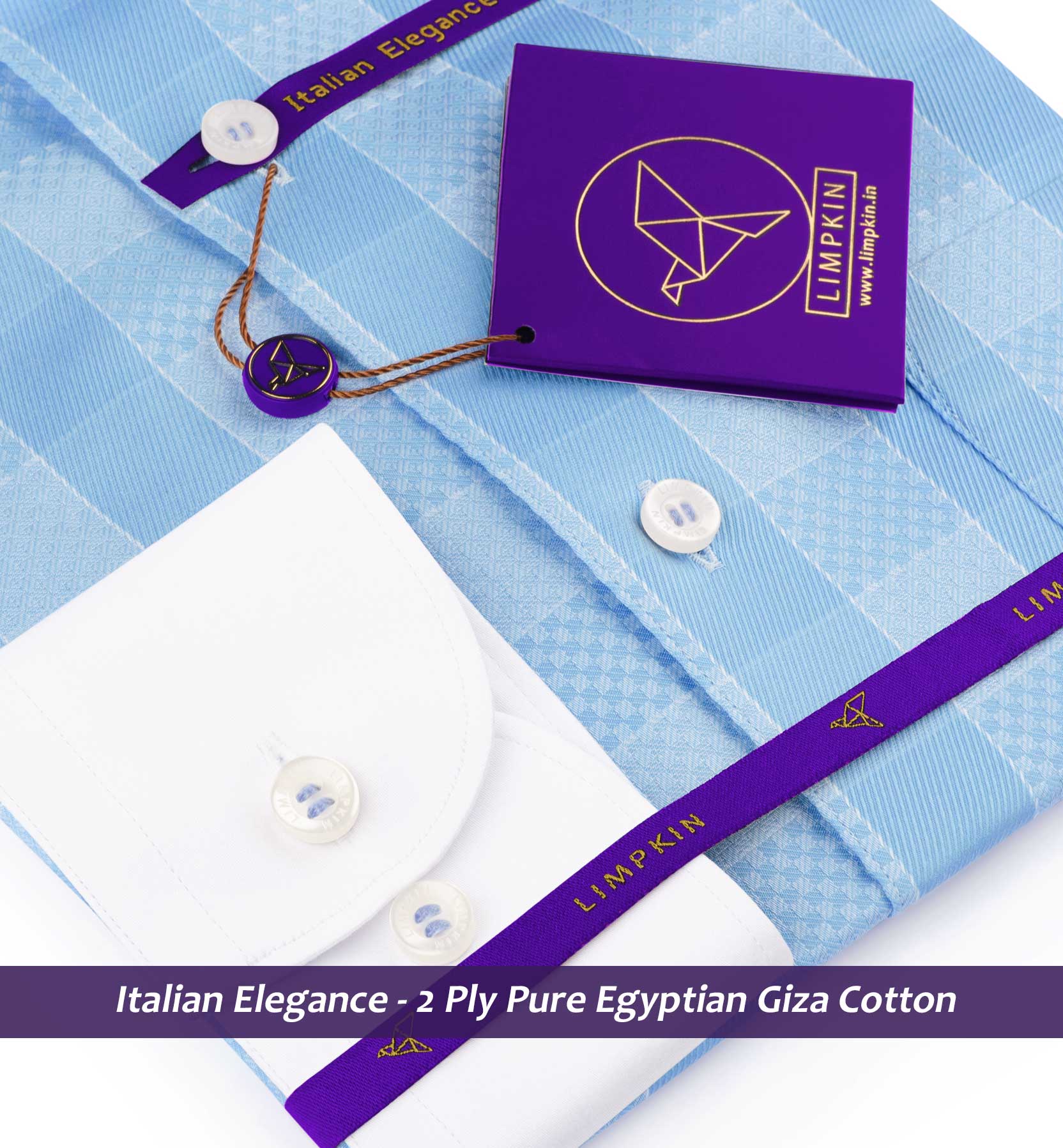 Paros- Azure Blue Check- White Collar