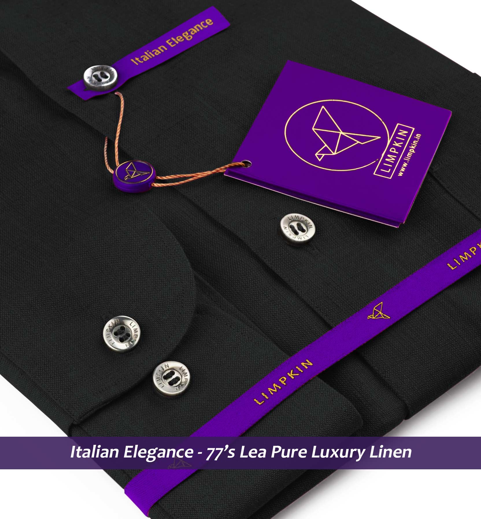 Sheffield- Black Solid Linen- Button Down