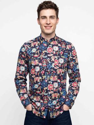 Osaka- Navy & Beige Magical Print