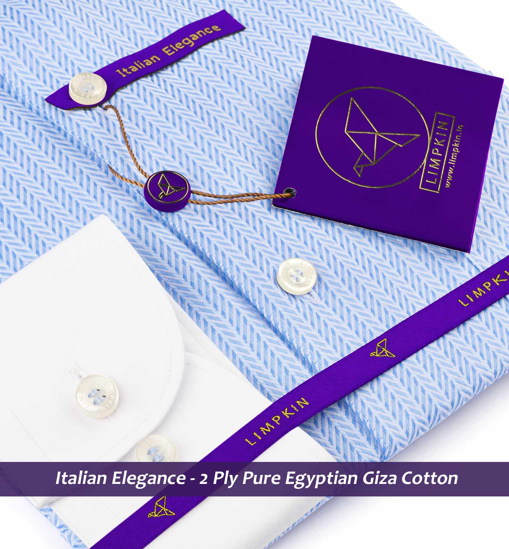 Morrison- Azure Blue & White Stripe- White Collar