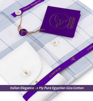 Arosa- Flint Grey & Navy Check- White Collar