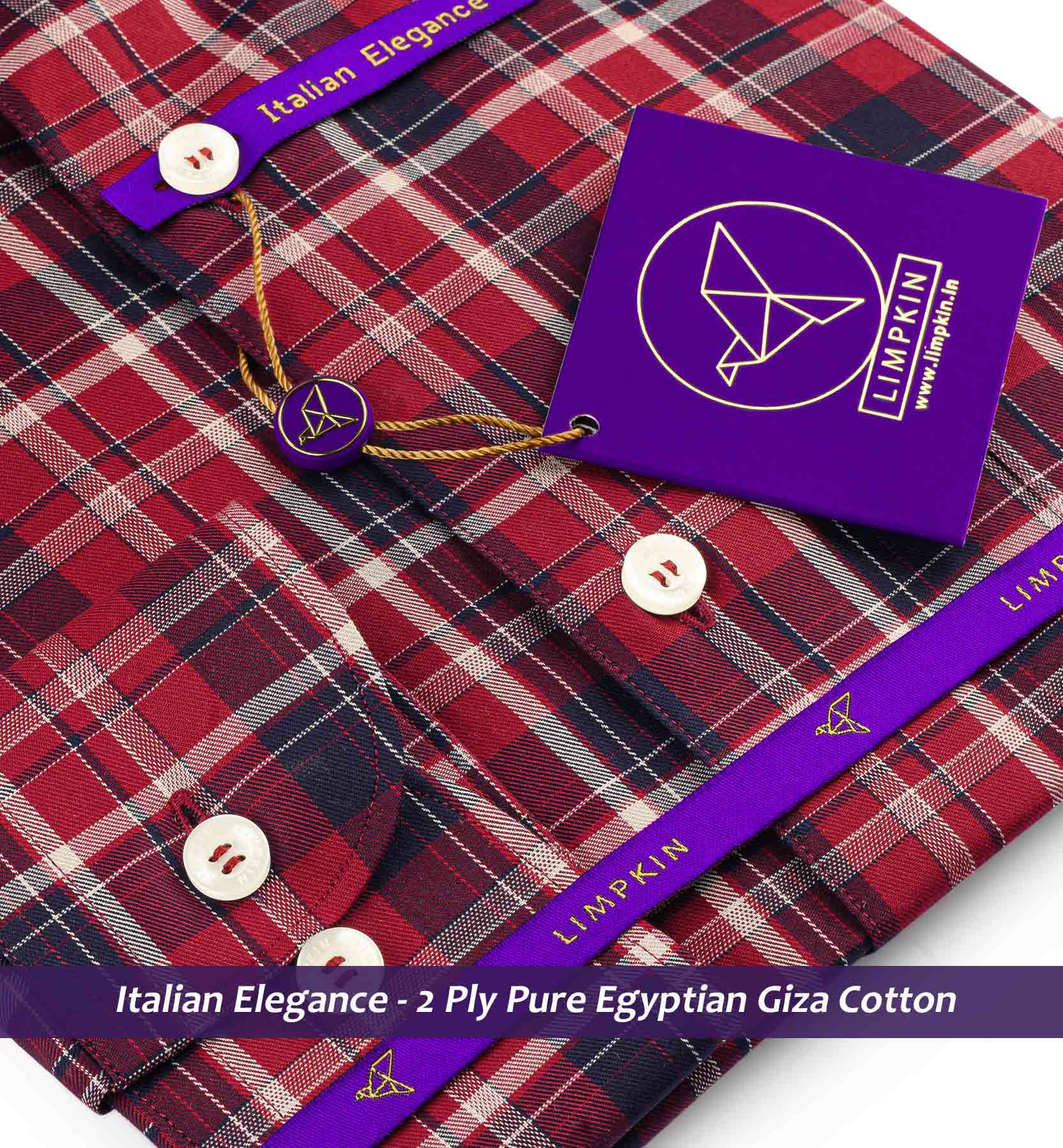 Brooklyn- Navy & Burgundy Check- Button Down