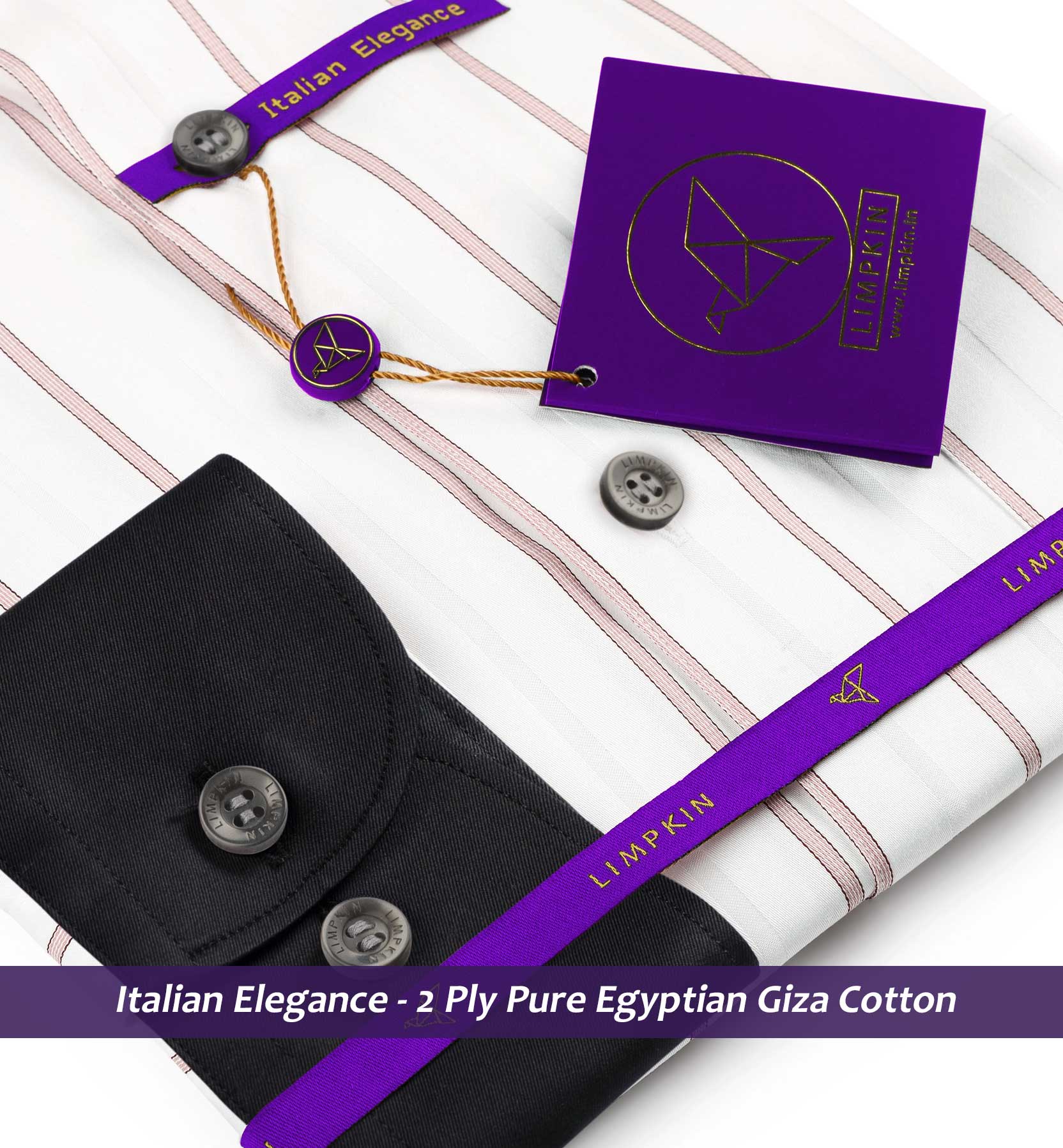 Monaco- Prose Pink & Burgundy Stripe- Black Collar