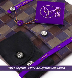 Maribo- Navy & Caramel Brown Check- Black Collar