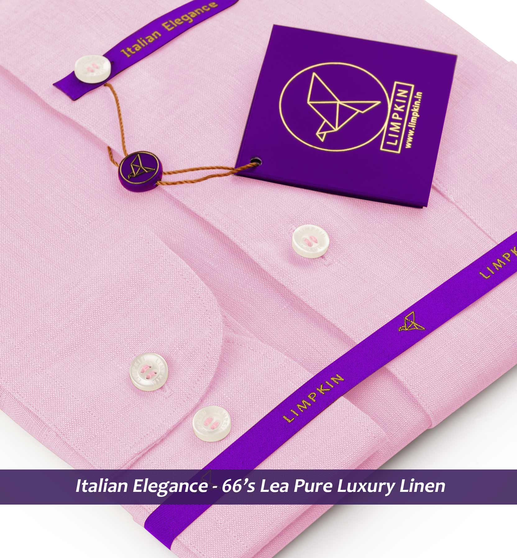 Yantai- Lemonade Pink Solid Linen- Mandarin Collar