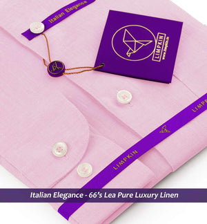 Yantai- Lemonade Pink Solid Linen- Mandarin Collar