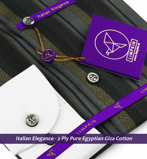 Pittsburgh- Grey & Beige Stripe- White Collar