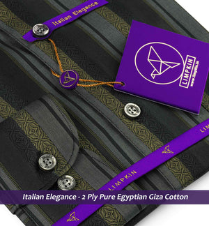 Fribourg- Grey & Beige Motif Stripe