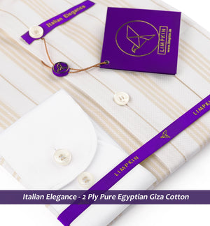 Coronado- Beige & White Stripe- White Collar