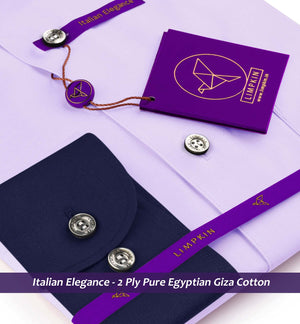 Ripon- Lilac Solid Twill- Navy Collar