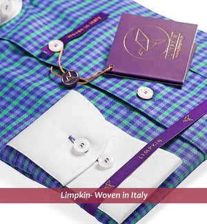 Condamine- Purple & Green Check- White Collar
