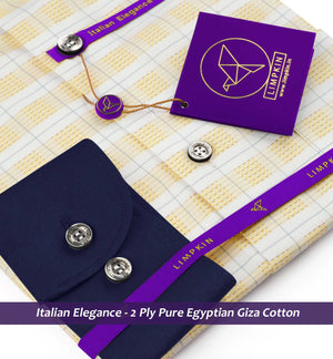 Cyprus- Amber Yellow & Ivory Stripe- Navy Collar