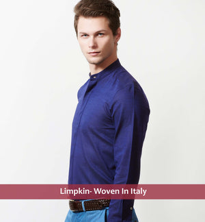 Tripoli- Navy Solid Linen with Print Contrast