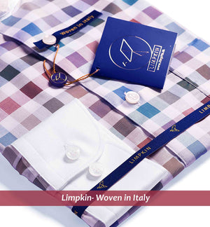 Washington- Burgundy & Beige Check- White Collar