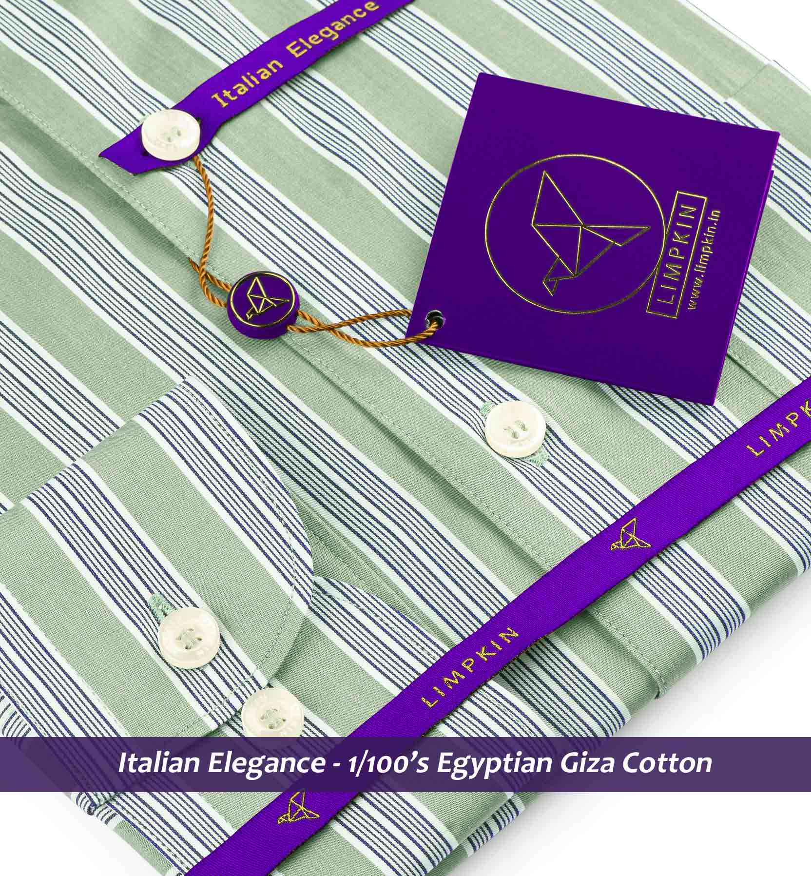 Sanibel- Olive Green & Navy Stripe- 1/100 Egyptian Giza Cotton
