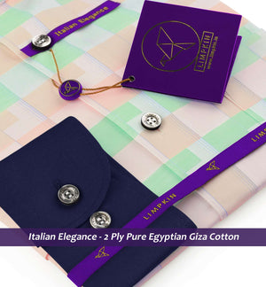 Santos- Mint Green & Peach Check- Navy Collar