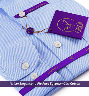 Nelson- Azure Blue Structure- 2 Ply Egyptian Giza Cotton- Delivery from 9th March