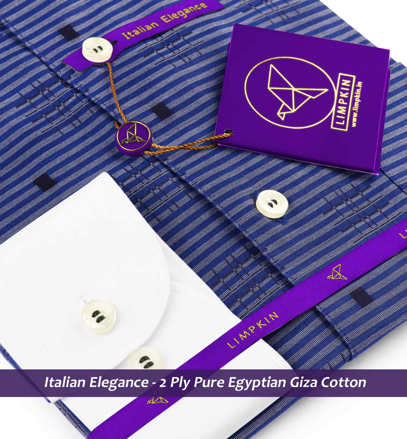 Devon- Royal Blue Horizontal Stripe- White Collar