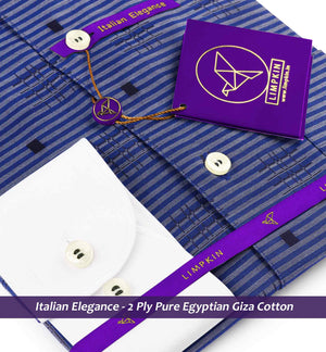 Devon- Royal Blue Horizontal Stripe- White Collar