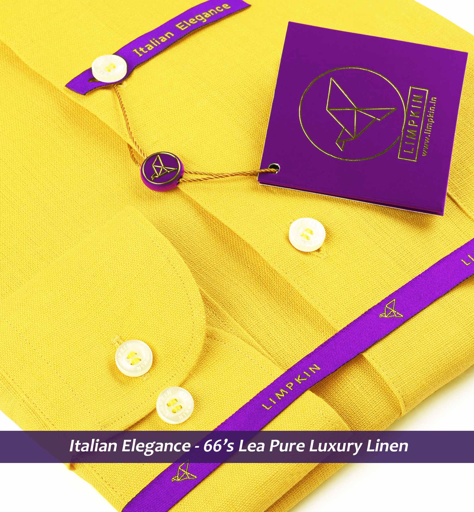 Bologna- Cadmium Yellow Linen- Mandarin Collar