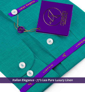 Brisbane- Emerald Green Solid Linen- 77's Lea Pure Luxury Linen