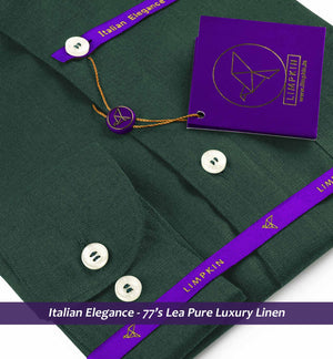 Cairoli- Emerald Green Solid Linen- 77's Lea Pure Luxury Linen