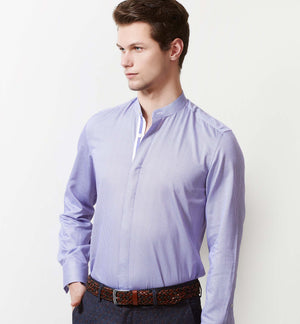 Sardinia- Lilac & White Magical Print- Mandarin Collar