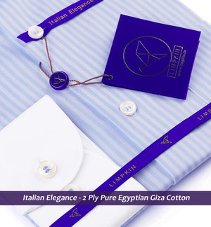Romania- Azure Blue & White Stripe- White Collar