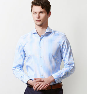 Montreal- Cerulean Blue & White Stripe