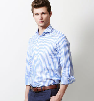 Madison- Azure Blue & White Stripe