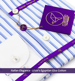 Moncler- Azure Blue & Navy Stripe- White Collar