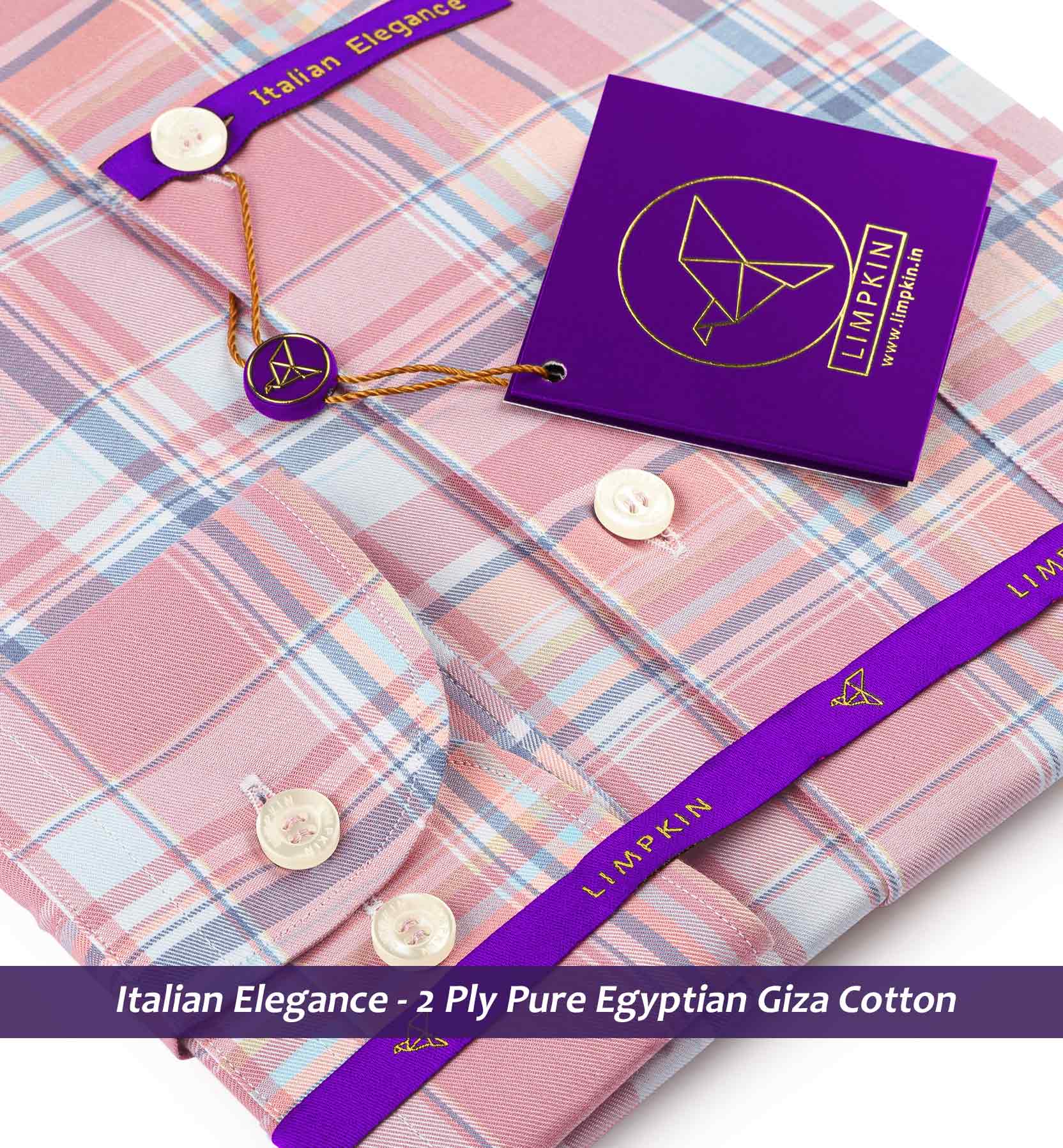 Logrono- Carnation Pink & Blue Check- Button Down