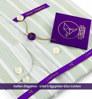 Finsbury- Jade Green & Blue Stripe- 1/100 Egyptian Giza Cotton