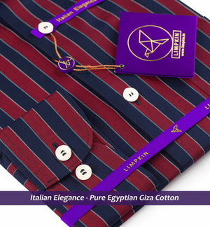 Belgrade- Burgundy & Navy Stripe- Button Down