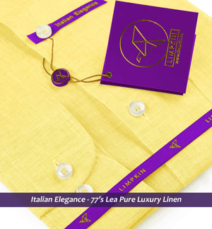 Sicily- Daffodil Yellow Solid Linen- 77's Lea Pure Luxury Linen