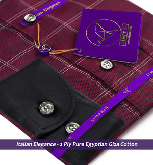 Albania- Burgundy & White Check- Black Collar